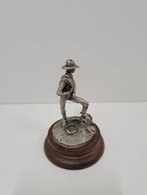 Vtg Chilmark Polland Rodeo Star Pewter And Wood Sculpture Figure USA